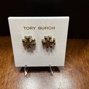 NEW Tory Burch Kira Logo Stud Double Layer small dainty Gold Silver Earrings